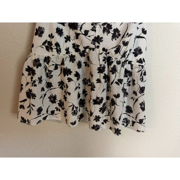 Urban Romantics Women's Sleeveless Blouse Size XL Floral Black White Linen - Picture 6 of 11